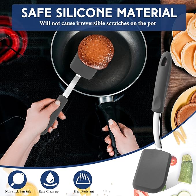 Small Silicone Spatula Flexible Silicone Cookie Spatula Heat Resistant Small Pancake Turner for Kitchen Use Nonstick Cookware No Scratch Cooking Flipper for Egg Pancake