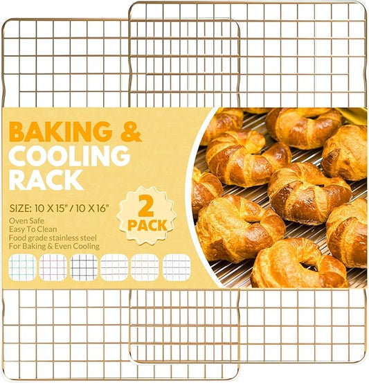 2 PCS Cooling Racks for Cooking and Baking, 15x10 Inches Stainless Steel Cooling Rack, Sheet Pan with Wire Rack for Baking Sheet, Bacon Rack Oven Safe Fits Jelly Roll Sheet Pan
