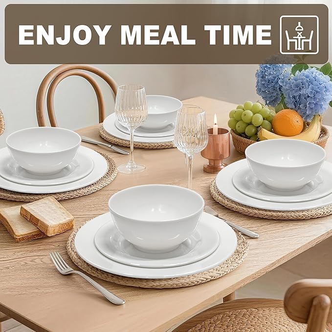 6 Sets 10.5 Inch Plate Set Unbreakable Lightweight Dessert Plates - White Dinner Plates Dishwasher Safe Outdoor Kitchen Kids Snack Plate Scratch Resistant Reusable Gift For Wedding Home Everyday Use