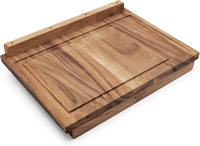 Ironwood Gourmet Double-Sided Countertop Lyon Pastry/Cutting Board With Gravy Groove, Acacia Wood 17.25 x 24 x 1.25 inches