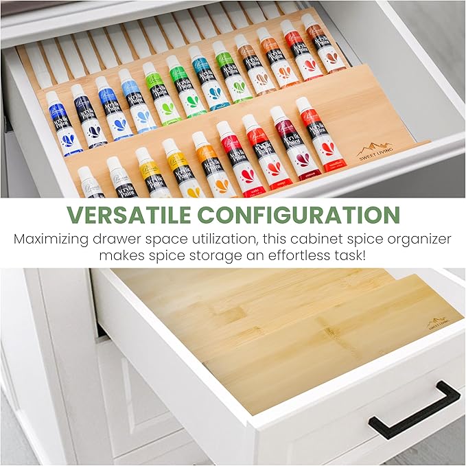 4 tier spice rack drawer organizer for Kitchen Cabinets | Wooden spice drawer organizer, Space-Saving kitchen drawer organizer for Neat In-Drawer Spice Storage