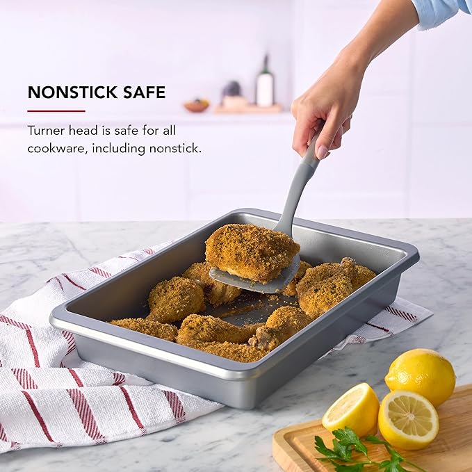 KitchenAid Oversized Solid Turner with Durable Stainless Steel Handle, Large Nonstick-Safe Head for Easy Flipping, Folding, and Serving, Dishwasher Safe