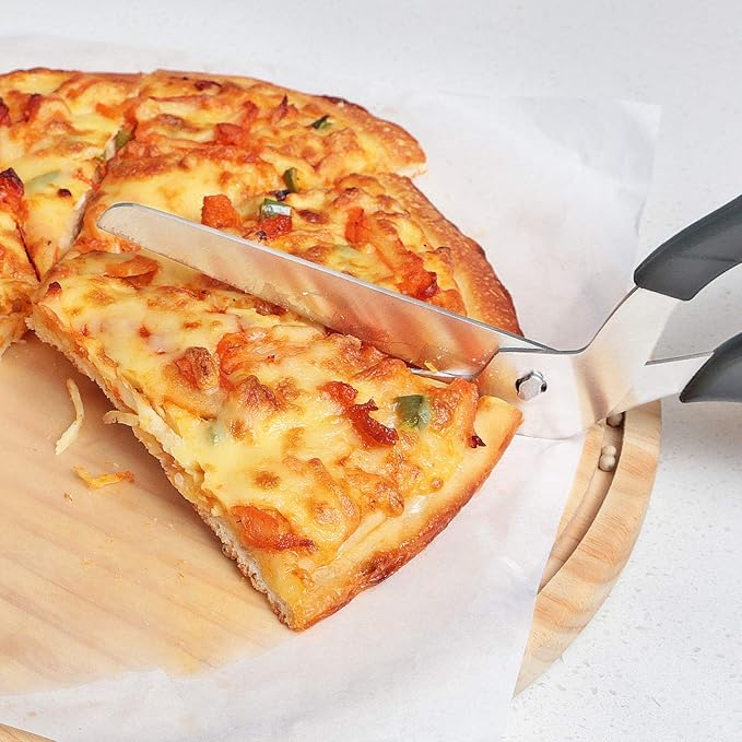 Pizza Scissors, Pizza Cutter with Ultra Sharp Detachable Blade and Ergonomic Soft Grip, 10.3Inch, Black&Red