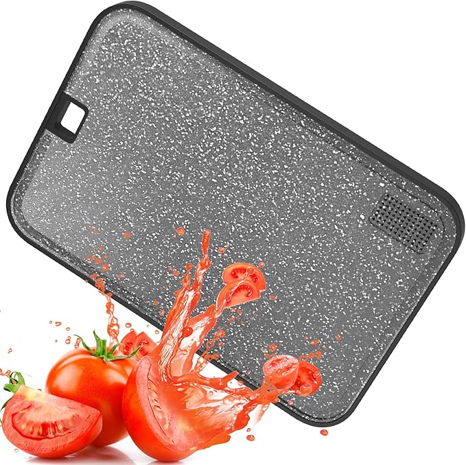 Plastic Cutting Board Dishwasher Safe, 15 x 10 inch Large Cutting Board for Meat with Juice Grooves, Non-Slip, Reversible and Knife-Friendly Cutting Board Household Essentials（Black）
