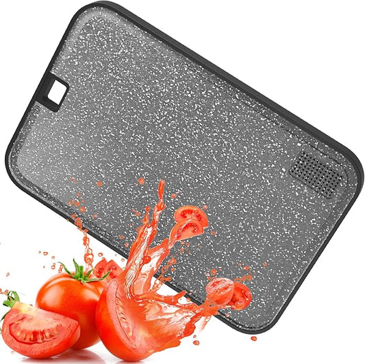 Plastic Cutting Board Dishwasher Safe, 15 x 10 inch Large Cutting Board for Meat with Juice Grooves, Non-Slip, Reversible and Knife-Friendly Cutting Board Household Essentials（Black）