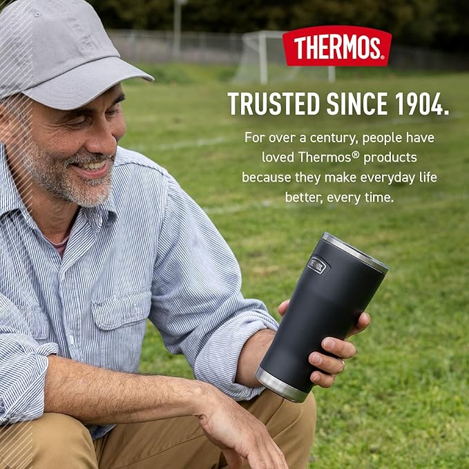 THERMOS ICON SERIES, Stainless Steel Tumbler with Slide Lock, 18 Ounce, Granite