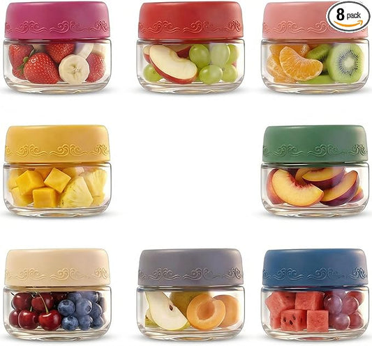 2 OZ Salad Dressing Jar 8 Pack, Airtight Leakproof Bulk Small Glass Sauce Jar with Lids, Reusable for Lunch Box, Bento, Travel & Meal Prep (2 OZ-8Pack)