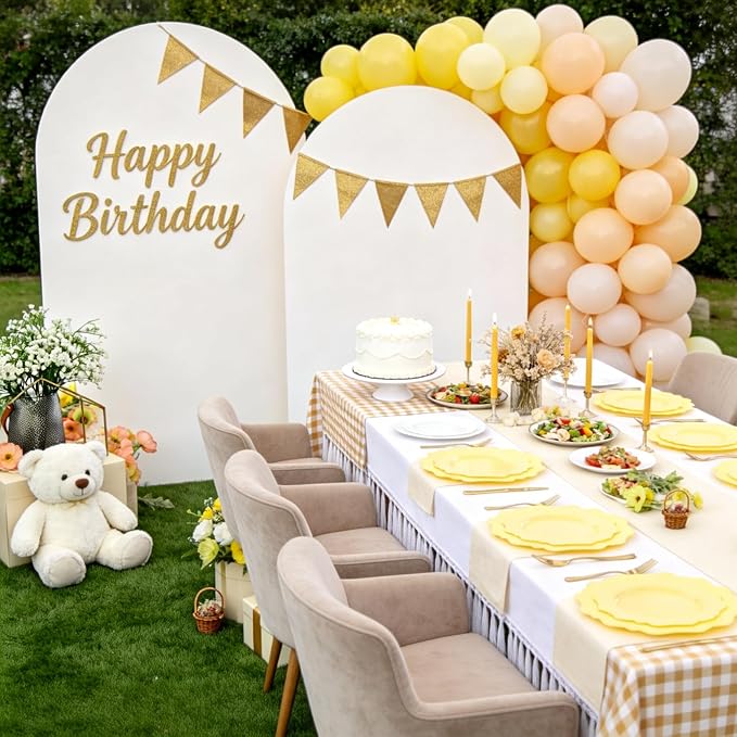 COLOSUS Disposable Lemon Yellow Plastic Plates 60Pcs, Thanksgiving Plastic Plates.,Light Baby Yellow Party Plates, Heavy Duty 30 Dinner plate 10.5" and 30 Salad/Dessert Plate 8.25" for Wedding,Party