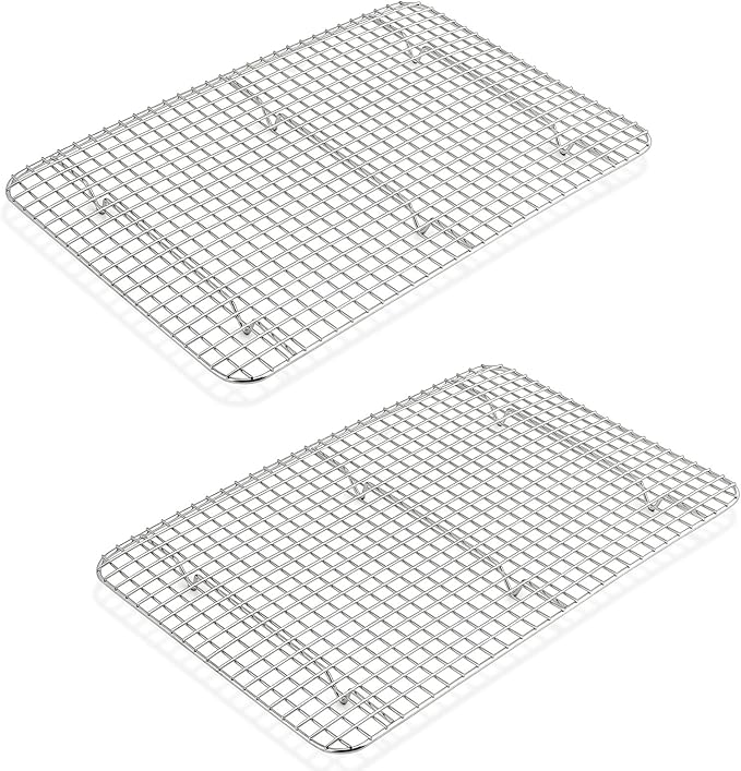 P&P CHEF 15.3 Inch Cooling Baking Rack Set of 2, Stainless Steel Grid Cooking Racks for Roasting Drying Grilling, Oven & Dishwasher Safe, Heavy Duty & Healthy
