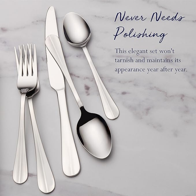 Pfaltzgraff Everyday Simplicity 53-Piece Stainless Steel Flatware Set, Service for 8 (Pack of 2)