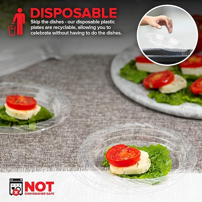 Stock Your Home 6-Inch Plastic Dessert Plates (240 Pack) - Flexible Disposable Plates for Dessert & Appetizers, Crystal Clear Small Plates for Parties & Catering