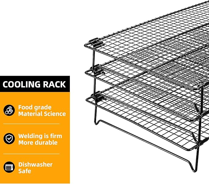 Upgraded Stackable Cooling Rack for Baking,3 Tier Jerky Rack Cooling Racks for Cooking and Baking,Cookie Cooling Rack Baking Racks,Drying Racks,Oven Safe,17”x 11”