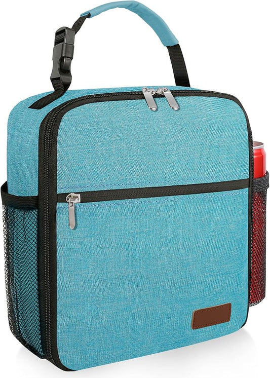 Small Lunch Box Insulated Lunch Bag for Men Women Kids, Reusable Lunch Bags Portable Small Lunch boxes Cooler Bag for School/Work/Picnic, Lake Blue 12-Can(6.5L)