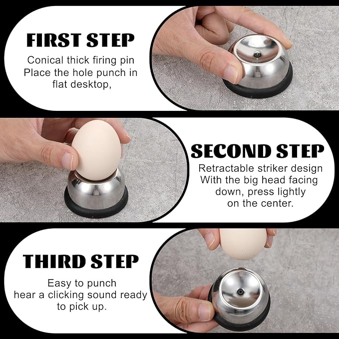 Stainless Steel Egg Piercer for Hard Boiled Eggs with Retractable Pin, Heavy Duty Egg Poker to Get Good Hard Boiled Eggs, Egg Piercer Hole Seperater for Quick Peel Anti-Burst, Black