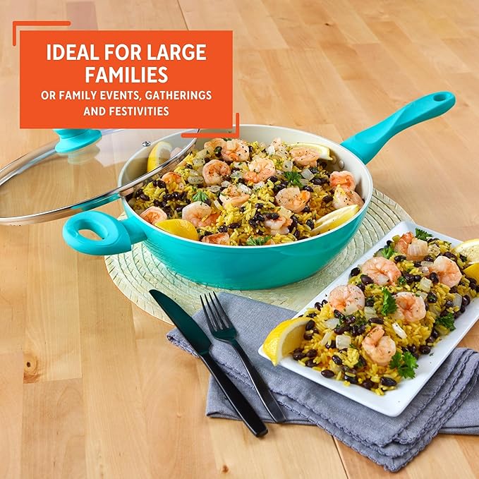 IMUSA USA Teal 4Qt Forged Jumbo Cooker with Ceramic Nonstick, 4 Quart