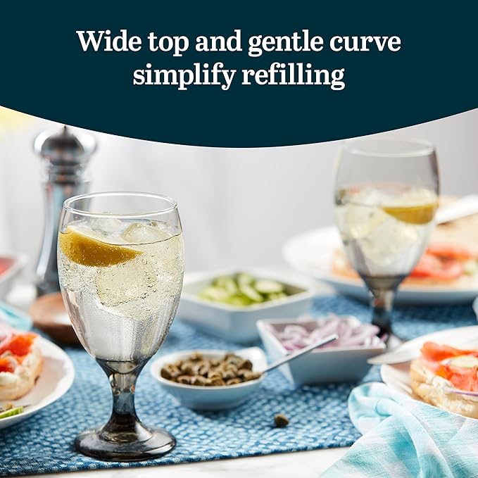 Libbey Classic Smoke Goblet Beverage Glasses, Set Of 6 Timeless Goblet Drinking Glasses - Dishwasher-Safe Glass Goblets for Wines, Smoothies & More