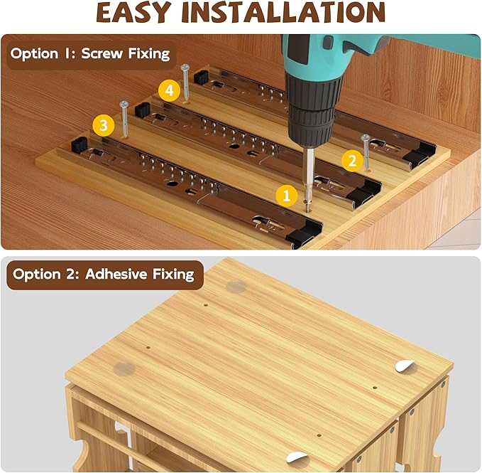 Jolitac Bamboo Pull Out Spice Rack for Cabinet, Slide Out Drawers, Space-Saving Seasoning Kitchen Pantry Sliding Vertical Organization, Easy to Install, 6" Wide, 2 Drawers(1.85" Wide), 2-Tier