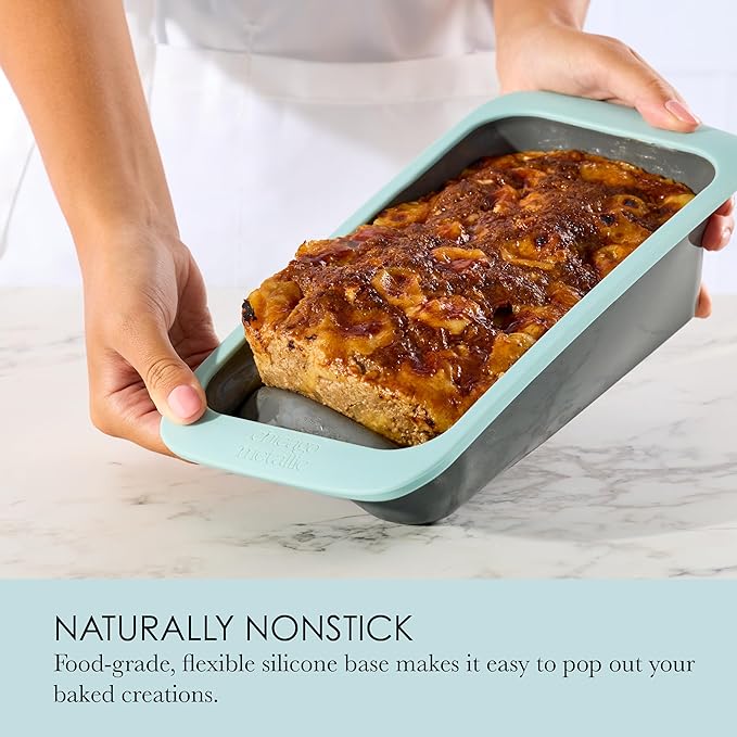 Chicago Metallic Silicone Loaf Pan, 5x9-Inch Nonstick Bakeware with Wire-Reinforced Rim, BPA-Free Food-Grade Silicone, Oven Safe to 428°F, Dishwasher Safe, Easy Bread Release