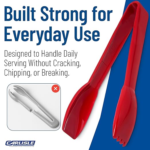 Carlisle FoodService Products 460605 Carly Salad Tong, 6" Salad Tong, Red, 1 Pack