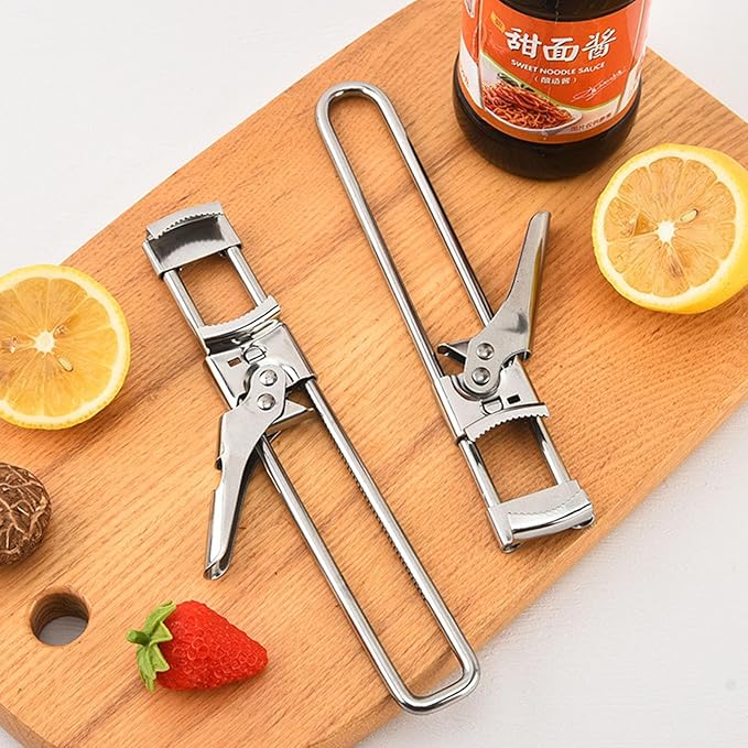 2 Pack Adjustable Stainless Steel Jar Opener for Seniors with Arthritis, Manual Lid Remover with Non-Slip Clamp, Easy Grip Bottle Opener Gadget for 0.8" to 4" Weak Hands