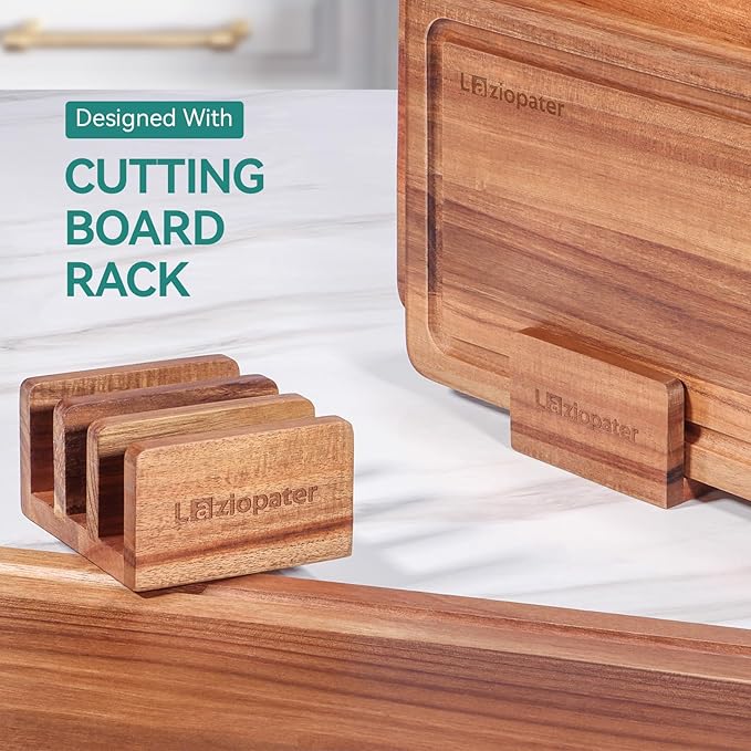 Wood Cutting Board Set, 3-Piece Rectangular Boards for Kitchen, 18x12x0.75 Inches, Hand Wash Only (Acacia Wood)
