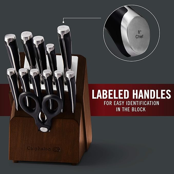 Calphalon Kitchen Knife Set with Self-Sharpening Block, 13-Piece NonStick Knives