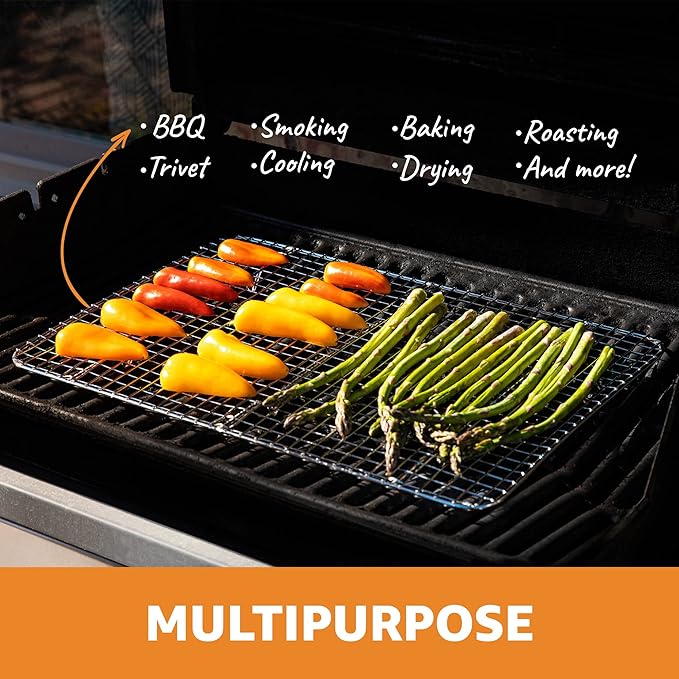 PriorityChef 18/8 Stainless Steel Cooling Rack, Heavy Duty Baking Rack For Oven Cooking, Fits Half Sheet Pan, Wire Rack For Cooking, Bacon, Cookie Cooling Rack, 11.5" x 16.5"