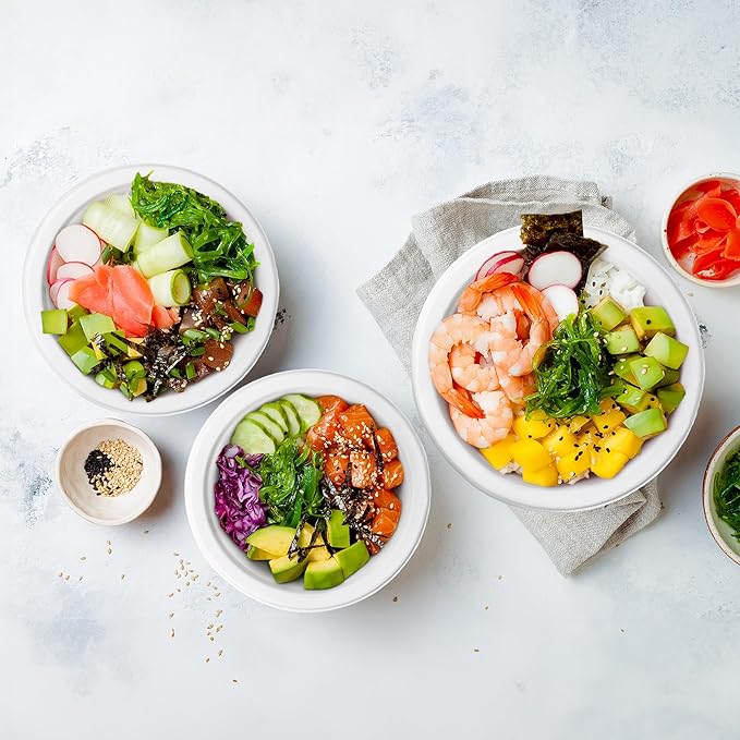 Freshware Paper Bowls - Disposable 16 oz. Soup Bowl, 125-Pack Biodegradable Sugarcane Fiber Serving Bowls - Heavy Duty Bagasse for Hot Food Plates - Microwave & Freezer Safe, Stackable Dinnerware