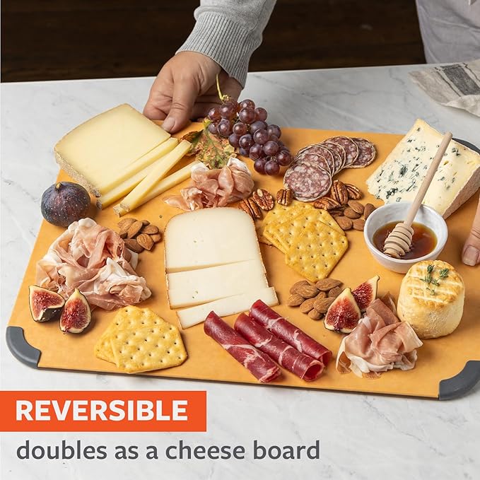 Full Circle Chop To It Chef’s Carving Cutting Board – Large Size 13”x17" – Dishwasher Safe, Reversible & Lightweight, Naturally Bonded Kraft Paper, Non-Slip Feet with Juice Groove