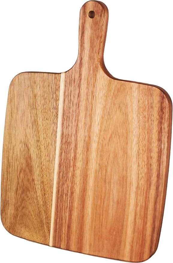 ZeQi Acacia Wood Cutting Board with Handle 14''X10'' / Charcuterie Board/Serving Board/Cheese, Bread, Vegetables & Fruits Serving Board