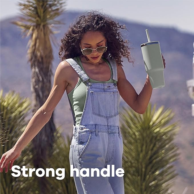 Hydro Flask Travel Tumbler with Handle, Lid and Straw - Insulated Stainless Steel in 24 Oz Reef