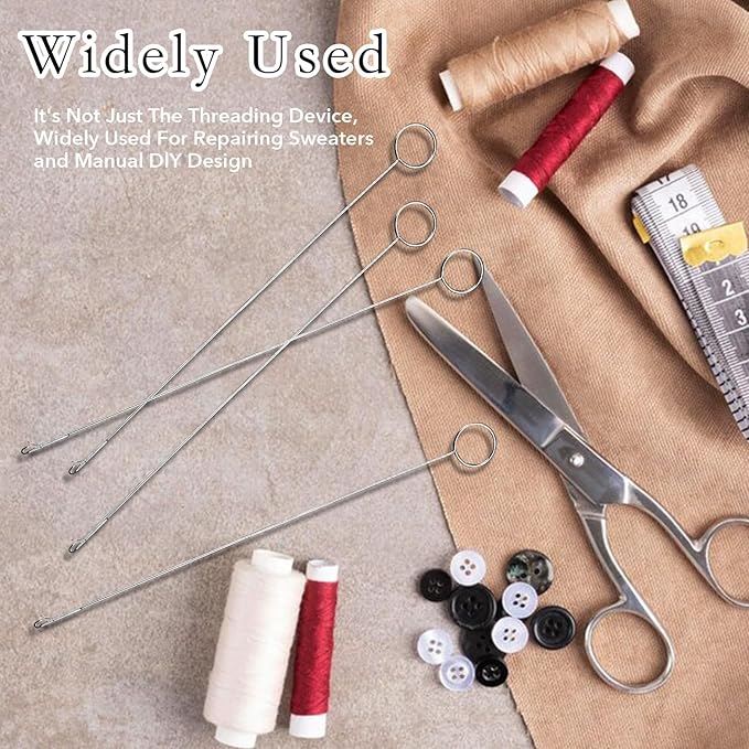 Haikole 10.4 Inch Loop Turner Tool for Silicone Beads 5PCS Loop Turners Sewing Tool,Sewing Loop Turner Hook for Fabric Belts Strips Tube Straps DIY Accessories (Silver 5pcs)