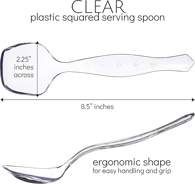 Plasticpro Disposable Plastic Serving Spoons Durable Heavy Duty Premium Serving Utensils Clear Pack of 4