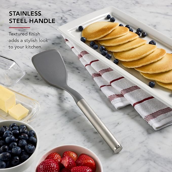 KitchenAid Short Turner with Compact Stainless Steel Handle for Extra Control, Nonstick Safe, Durable, Dishwasher Safe
