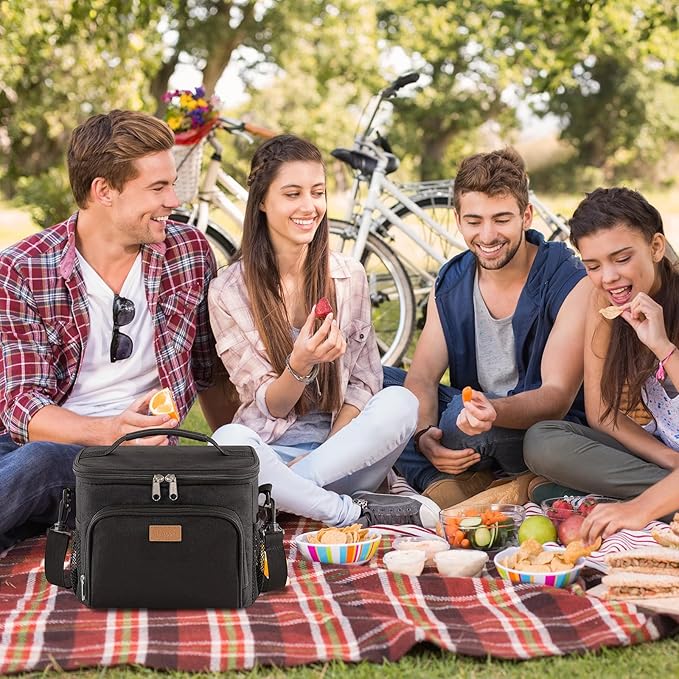 Lifewit Reusable Insulated Lunch Bag, Portable Cooler Freezable Soft Lunchbox Leakproof with Adjustable Shoulder Strap for Men Women Adult for Work Picnic or Travel, 15L 24 Can, Black