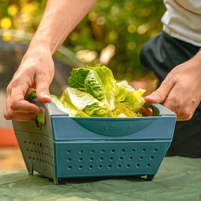 Coghlan's Snapfold Colander – 3-Quart (2.8L) Compact, Collapsible Strainer for Pasta, Vegetables, Fruit, Space-Saving, Self-Standing with Handles, for Camping and Outdoor Kitchens, Standard Size