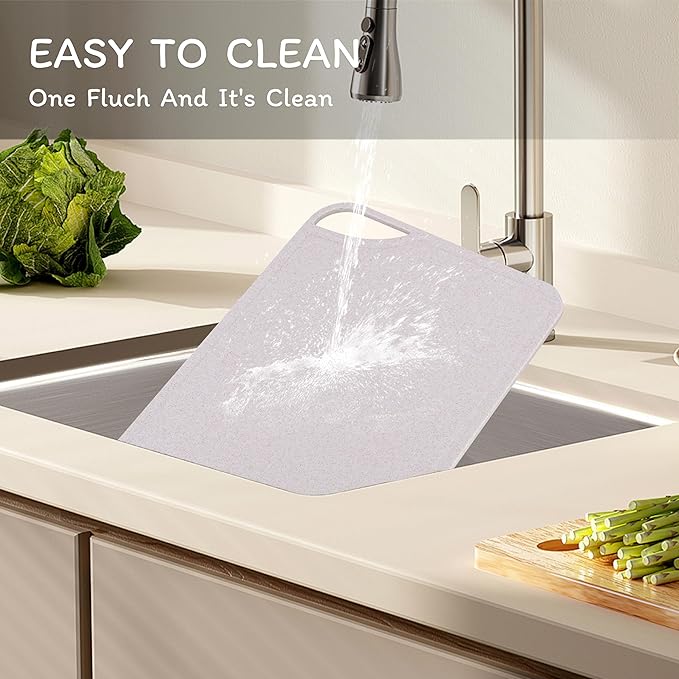 Cutting Board for Kitchen, Wheat Straw Fiber Cutting Board, Dish Washer Safe, w/Juice Grooves for Meat, Veggies,Easy Grip Handle, Non-slip Surface,Eco-friendly,Serveware Accessories(13.1‘x9.4‘)
