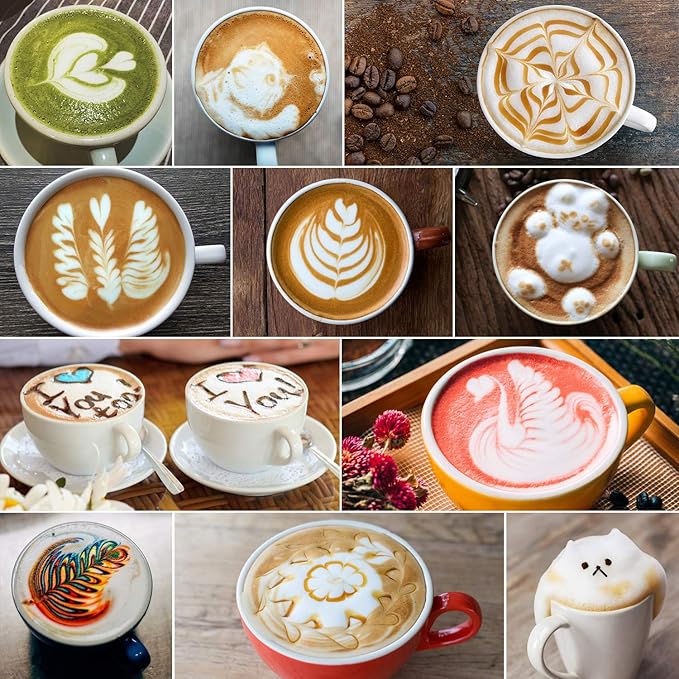 Milk Frothing Pitcher Colorful 600ml (20oz) Steaming Pitchers Stainless Steel Milk Coffee Cappuccino Latte Art Barista Steam Pitchers Milk Jug Cup with Decorating Art Pen