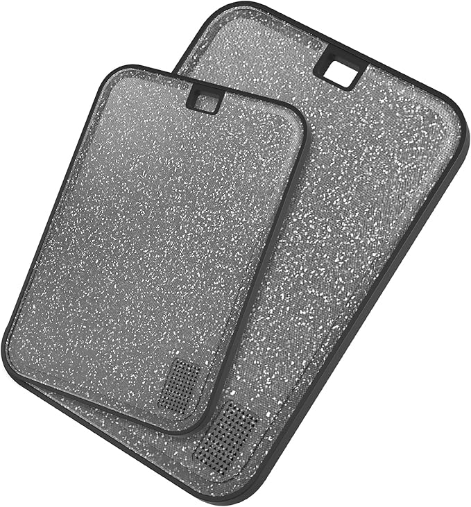 Plastic Cutting Board Dishwasher Safe, 2 Cutting Boards Large Cutting Board for Meat with Juice Grooves, Non-Slip, Reversible and Knife-Friendly Cutting Board Household Essentials（Black）