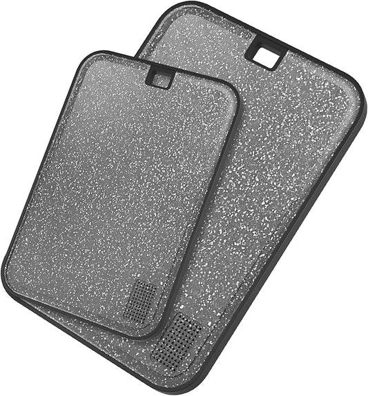 Plastic Cutting Board Dishwasher Safe, 2 Cutting Boards Large Cutting Board for Meat with Juice Grooves, Non-Slip, Reversible and Knife-Friendly Cutting Board Household Essentials（Black）
