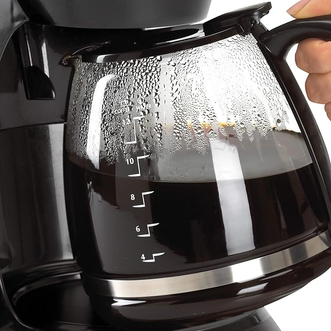 BLACK+DECKER DCM100B 12-Cup Programmable Coffeemaker with Glass Carafe, Black, One Size