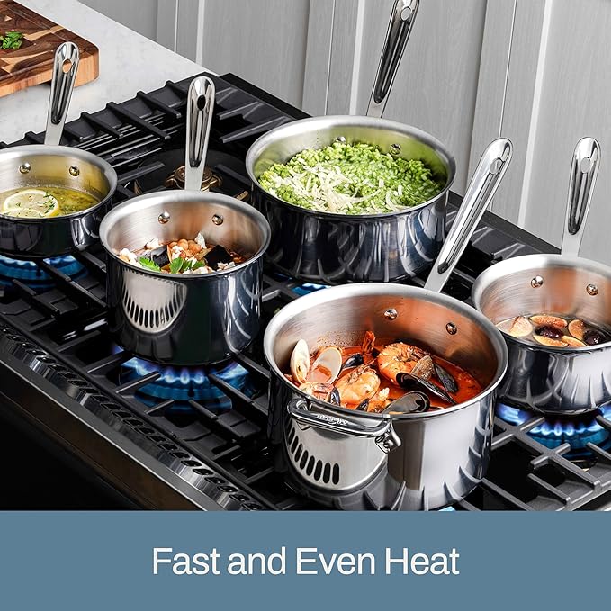 All-Clad D3® Stainless Steel 1 Quart Sauce Pan Covered- Made in the USA- The Original Bonded Professional Cookware- Oven Safe & Induction Compatible
