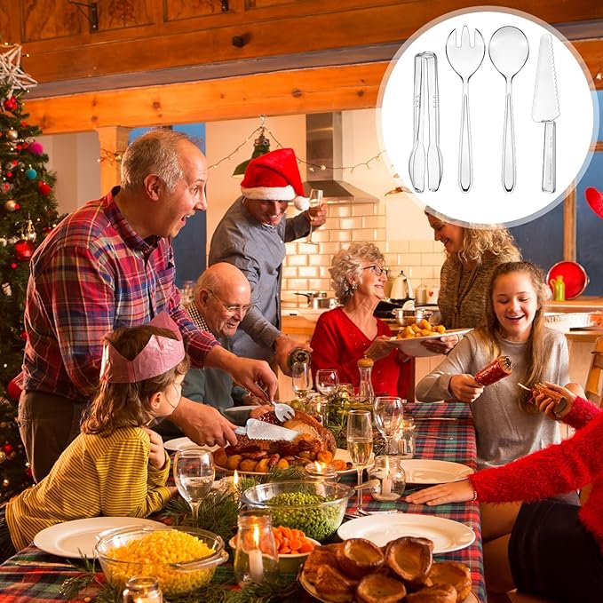 40 Set Disposable Plastic Serving Utensils Include10 Pcs 6.3" Serving Tongs 10 Spoons 10 Forks 10 Knives for Buffets Food Home Weddings Family Gathering Birthday Party Supplies(Clear)