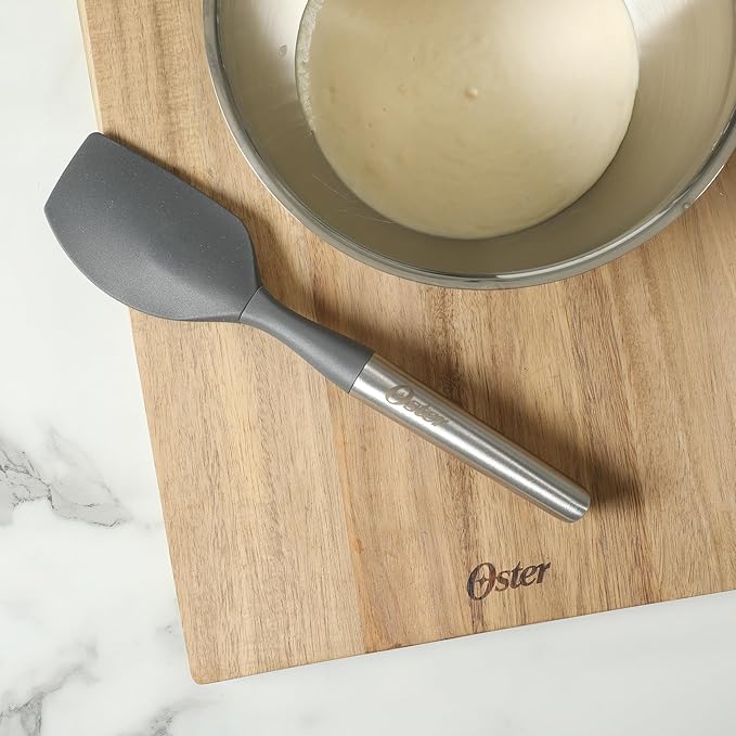 Oster Chadswyck 11” Silicone Turner Spatula, Heat Resistant Head, Stainless Steel Handle, Safe for Nonstick Cookware, Dishwasher Safe