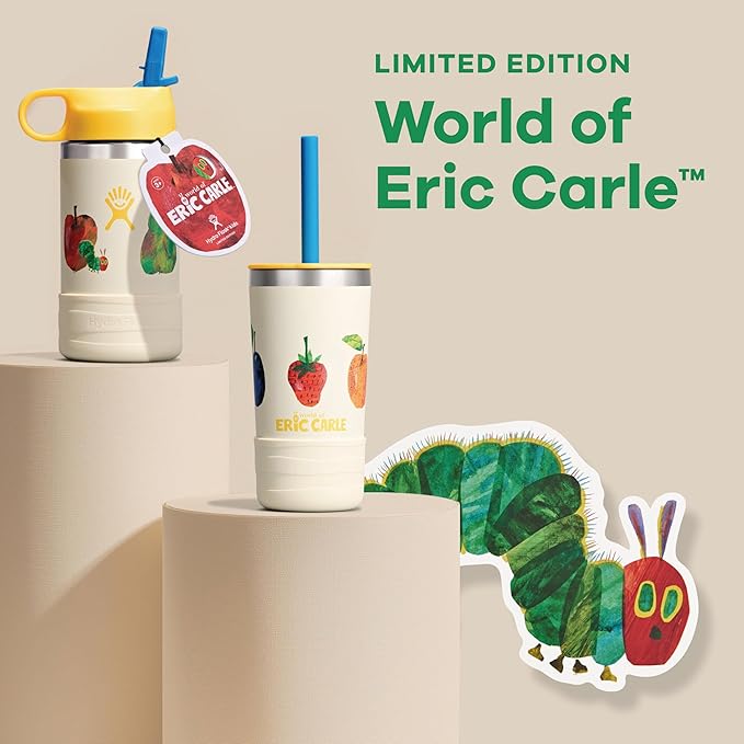 Hydro Flask Kids 12 Oz Tumbler with Lid and Straw for School - Insulated Stainless Steel World of Eric Carle™ Fruit