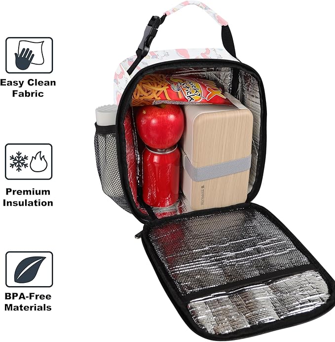 Lunch Box for Men & Women Durable Lunch Bag for Adults Reusable Small Lunchbox White Unicorn