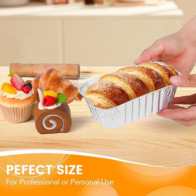 60 Pack 6"x3.5"x2" Disposable Aluminum Loaf Pans with Chear Lids, 1 lb Mini Foil Loaf Pans & Food Containers,Small Aluminum Tin Foil Baking Pan for Cakes, Bread, Meat, Loaves
