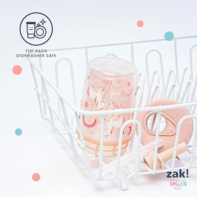 Zak Designs Capri Toddler Tumblers For Travel or At Home, 9oz 2-Pack Double Wall Plastic Sippy Cups With Leak-Proof Design is Perfect For Kids (Dino Buddies, Bubble Bay)
