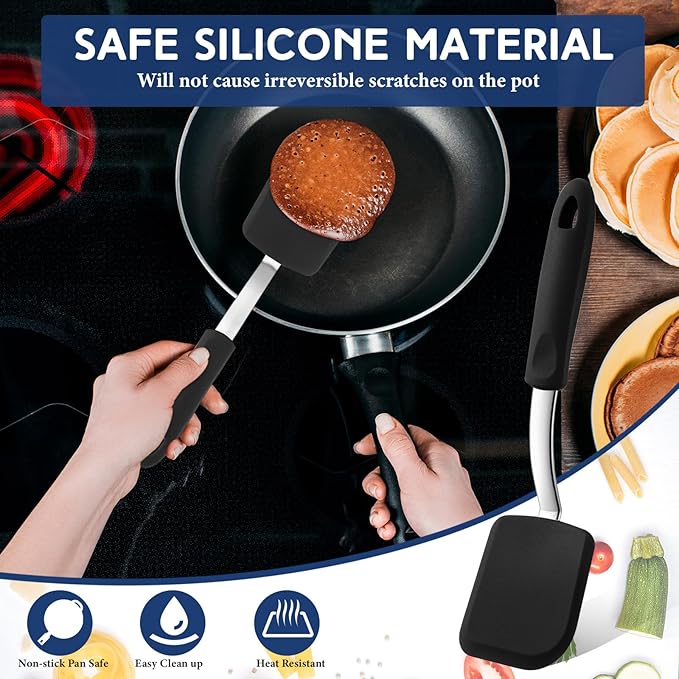 Small Silicone Spatula Flexible Silicone Cookie Spatula Heat Resistant Small Pancake Turner for Kitchen Use Nonstick Cookware No Scratch Cooking Flipper for Egg Pancake