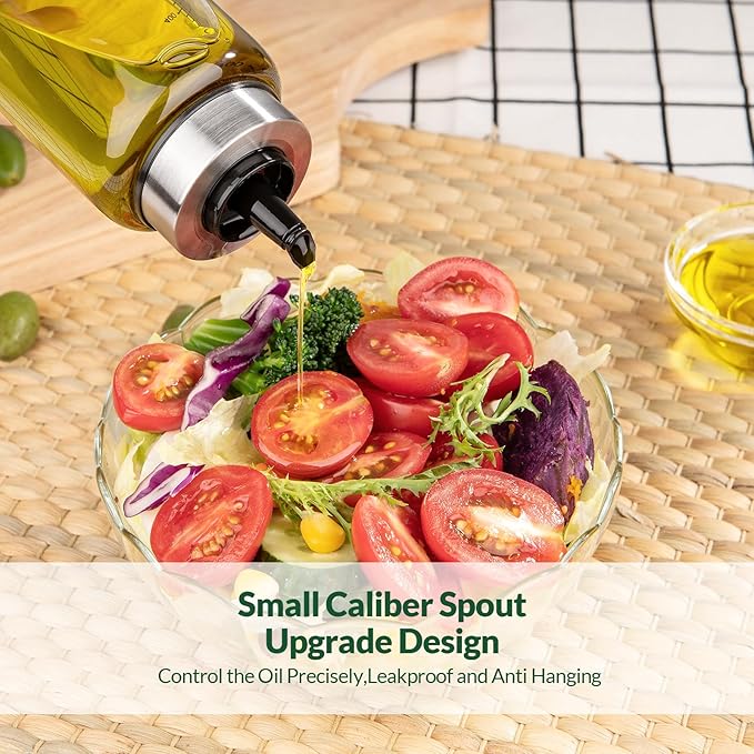 hotder Oil Bottles, Olive Oil Dispenser, Oil Dispenser Bottles, Oil Dispenser, Oil Dispenser Bottle for Kitchen, Glass Oil Bottle 500ml, Easy Refill & Cleaning Non-Drip Spout (450ML)